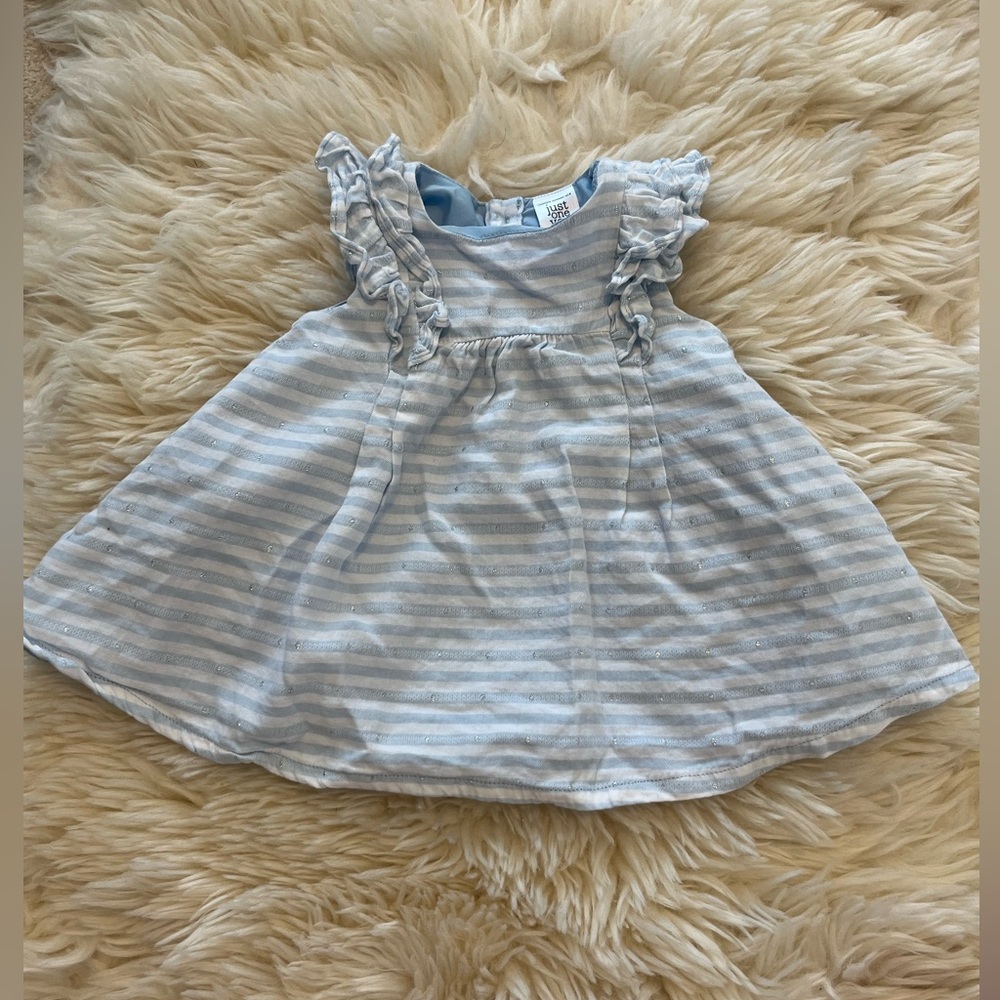 Carter’s Just One You blue and white stripe a-line dress, 3m